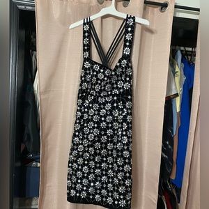 Beaded black mini dress